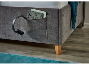 Pat pentru copii gri pe colț tapițat fără somieră 120x200 cm Fun – Meise Möbel