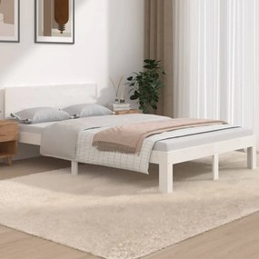833104 vidaXL Cadru de pat dublu mic, 120x190 cm, alb, lemn masiv de pin