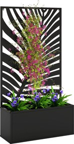 Outsunny pat înălțat jardiniere cu paravan ghiveci metalic, spalier de grădină 61 x 23 x 113 cm | Aosom Romania
