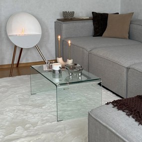 HOMCOM Măsuță din Sticlă Temperată Modernă pentru Living cu Design Monobloc, 80 x 45 x 35 cm, Transparent | Aosom Romania