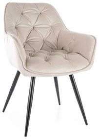 Scaun de bucătărie Cherry Velvet, crem / negru
