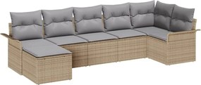 vidaXL Set de canapele pentru grădină 7 pcs Bej poliratan