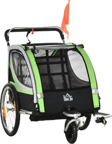 HOMCOM Remorcă Bicicletă pentru Copii, Design 2 în 1 cu Frână și Centură de Siguranță, 142x75x101 cm, Albastru | Aosom Romania