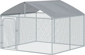 PawHut Țarc Exterior pentru Câini cu Acoperiș Impermeabil, Spațios, 230x230x175 cm, Argintiu | Aosom Romania