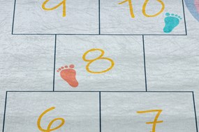 BAMBINO 43092 covor lavabil Animale, hopscotch pentru copii anti-alunecare - gri / galben