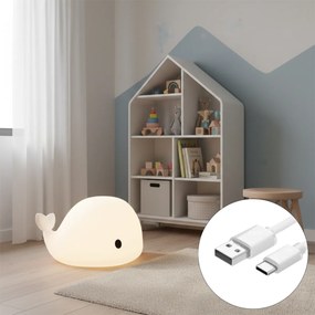 Lampă de masă albă 50 cm, cu LED, variabilă, IP54, reîncărcabilă - Baby Whale