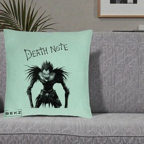 Perna Personalizata Death Note Ryuk Shinigami Alb-Negru, 40x40 cm, Verde Menta, Husa Detasabila, Perna Inclusa, BEKZ®