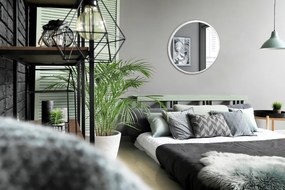 Oglinda rotunda pentru dormitor rama alba fi 90 cm