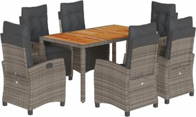 vidaXL Set mobilier de grădină cu perne, 7 piese, gri, poliratan
