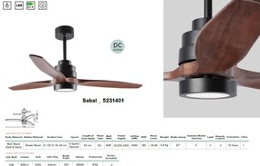 Lustra LED cu ventilator si telecomanda design modern Sabal NVL-5231401