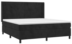 Pat box spring cu saltea, negru, 160x200 cm, catifea Negru, 160 x 200 cm, Design simplu