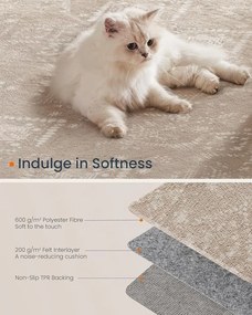 Covor antiderapant Songmics Boho, 120x170 cm, lavabil la masina, poliester, cappuccino