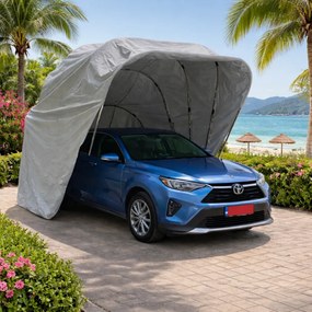 Garaj auto pliabil, Adăpost Mobil Impermeabil, Cadru Metalic, Gri, Model vara – Durabilitate, Protecție completă, Instalare rapidă, 6x2,6x2,55m,