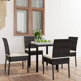 Set de masa si scaune de exterior, 5 piese, negru, poliratan Negru, 5