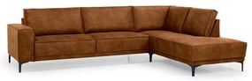 Colțar maro coniac cu tapițerie din imitație de piele (colț pe partea dreaptă) Copenhagen – Scandic