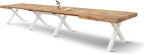 MASA  BIG FAMILY, picior  X, 480 cm - BLAT RUSTIC, PICIOR ALB - 180 cm/90 cm