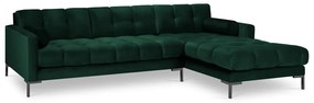 Colțar din catifea cu extensie pe partea dreaptă Cosmopolitan Design Bali, verde închis