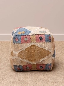 Taburet kilim din bumbac și cânepă, "Summer End"