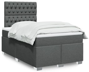 vidaXL Pat box spring cu saltea, gri închis, 120x190 cm, textil