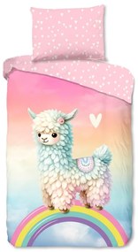 Lenjerie de pat pentru copii roz din bumbac pentru pat de o persoană 140x200 cm Chico – Good Morning