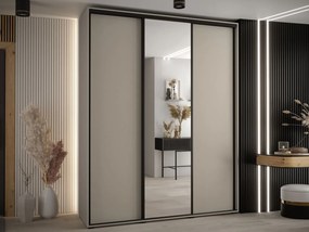 Dulap de haine cu uși culisante Foktra 3 200 (Cașmir + Negru) (cu oglindă). Promo -17%. 1105701