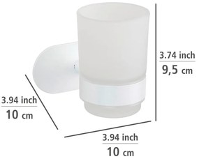 Suport pentru periuța de dinți alb autoadeziv din sticlă Orea – Wenko