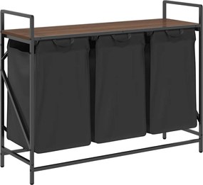 vidaXL Coș de rufe 3 compartimente cu raft stejar maro