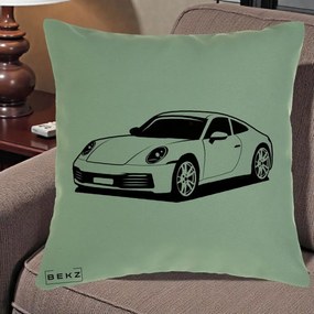 Perna Personalizata Porsche 911 Silueta, 40x40 cm, Verde, Husa Detasabila, Perna Inclusa, BEKZ®