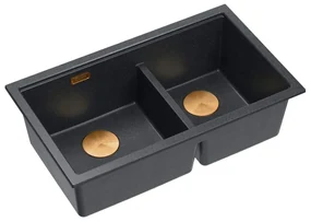 Chiuveta compozit sub blat Quadron Logan 120 negru diamant - cupru 76x45 cm