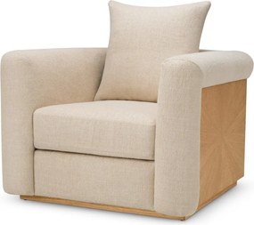 Fotoliu LUX furnir de stejar, tesatura Renato ecru, Amadeo
