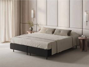 Pat matrimonial negru tapițat fără tăblie 160x200 cm Whale – Micadoni