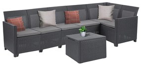 Canapea de colț Claire VIII cu 6 locuri și masă cu perne, grafit