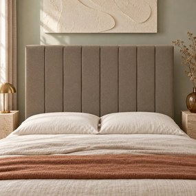 Pat boxspring din catifea Novella cu ladă 140×200 cm, cappuccino