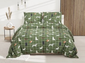 Lenjerie de pat din bumbac verde, WHITE DOGS