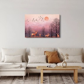 Tablou - Căprioare în strălucirea apusului de soare (90x60 cm)