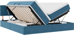 vidaXL Pat cu storage cu saltea Albastru închis 100 x 200 cm