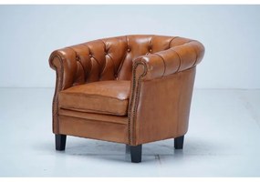 Fotoliu Chesterfield, maro, din piele naturala