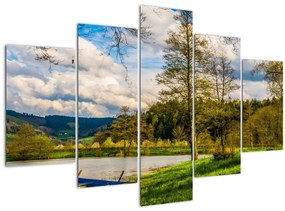 Tablou - Barcă pe lac (150x105 cm)