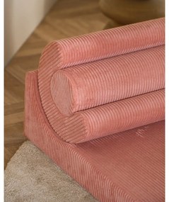 Fotoliu pentru copii roz cu tapițerie din catifea reiată Flipster – Wigiwama