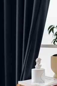 Draperie opaca neagra VELVET 135x250 cm Agățat: Inele metalice