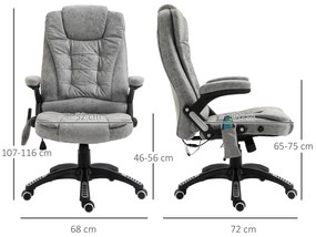 Vinsetto Scaun de șef cu funcție de masaj și încălzire, ergonomic, reglabil, până la 120 kg, Gri | Aosom Romania