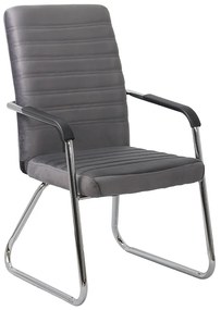 Scaun vizitator gri OFF 833V din catifea cu cadru metalic cromat și brațe