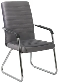 Scaun vizitator gri OFF 833V din catifea si cadru cromat