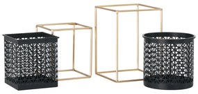 Set 2 suporturi pentru ghivece, pătrat/rotund, negru/auriu, ESME SET
