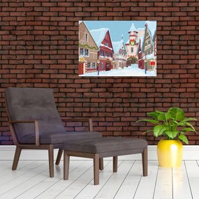 Tablou pe sticlă - Stradă de iarnă (70x50 cm)