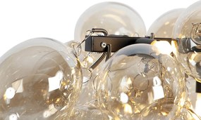 Lampă suspendată inteligentă neagră cu sticlă chihlimbar, inclusiv 8 G9 WiFi - Uvas