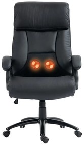 Scaun directorial, Masaj lombar cu Role si Masaj prin Vibratii, Incalzire, Sezut cu Arcuri Metalice și Spumă, piele PU, Negru