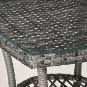 Set de mobilier de balcon Outsunny pentru 2 persoane, Set de scaune din ratan, Set de mobilier de grădină Polyrattan, Gri închis | Aosom Romania
