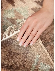 Covor tip traversă albastru deschis-bej reversibil, țesut manual din lână 60x190 cm Kamal Dune – Nouristan