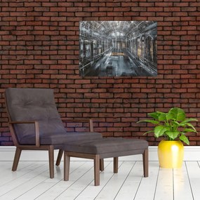 Tablou pe sticlă cu u interiorul clădirii vechi (70x50 cm)